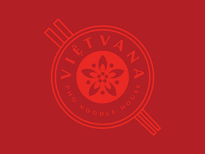 Vietvana Unused Logo Direction bowl chopsticks floral flower icon illustration logo pho red restaurant typography