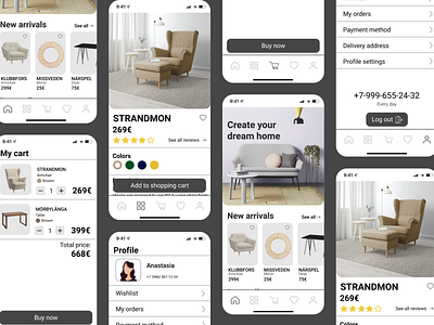 Furniture store app design e commerce furniture ui