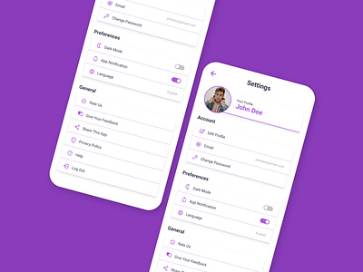 Setting Page - #DailyUI app design branding clean daily ui dailyui design graphic design minimalist modern purple setting page simple ui ui design ui setting ux vector