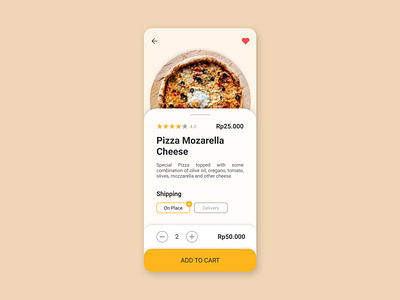E-Commerce Single Item - #DailyUI app app design cart dailyui e commerce food food app item pizza queue screen shop shop design single ui ux yellow