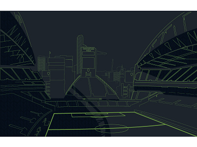 Centurylink Field field illustrator line art seattle soccer sounders stadium