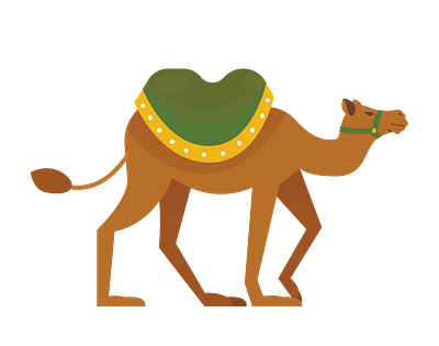 Saddled Bactrian Camel Vector 3d graphic design illustrator png