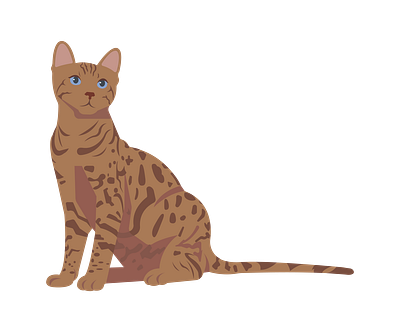 Curious Bengal Cat Vector 3d graphic design illustrator png