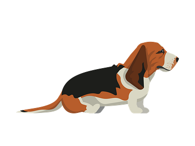 Side View Basset Hound Dog Vector