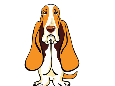 Brown and White Basset Hound Vector