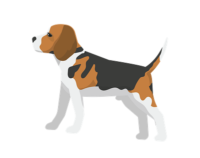 Tri Colored Side View Beagle Vector 3d animal vector design graphic design illustration illustrator file illustrator png logo vector art vector file format