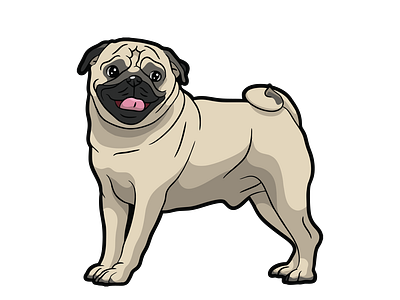 Adorable Groovy Pug Dog Vector File