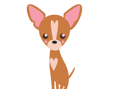 Pink Ears Hearted Chihuahua Dog Vector