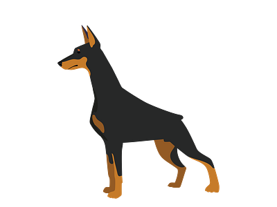 Doberman Dog Left Side View Vector