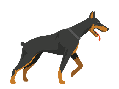 Doberman Right Sided View Dog Vector