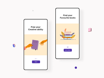 Onboarding Screen application book clean design illustration minimal mobile onboarding simple splash splashscreen ui ui design ux design