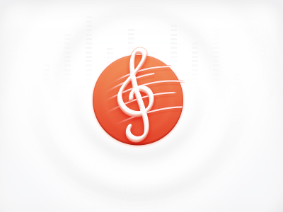 Music high notes icon subtle theme wave white