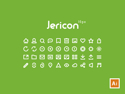 Jericon Mini 16px V1 16px ai freebie glyph icons minimal resource