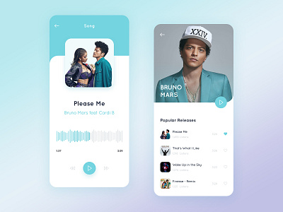 Music Player app artists bruno mars design interface ios music music app song ui ux