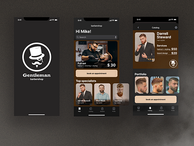 Barbershop App app appuxui branding creative design graphic design interface ui ux