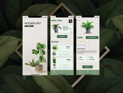 house-plant helper app app appuxui branding design graphic design interface ui