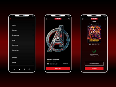 Marvel adobe adobe photoshop adobe xd app art direction conceptdesign creative creative design design graphic design graphicdesign marvel mobile ui photoshop product design productdesign ui ui design uiux user interface design