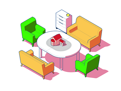 Furniture illustration isometric