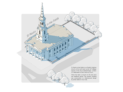 Church St Martin-in-the-Fields illustration isometric