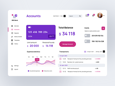 Banking Web Application. Account page. account app bank banking clean dashboard digital finance fintech interface product design saas transactions ui ux web application