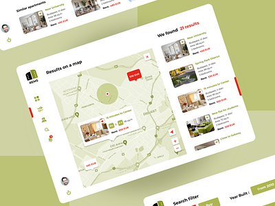 Web, desktop app. Finding flat on a map. Renting service.