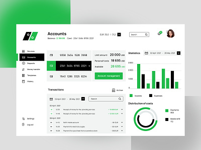 Web, desktop and mobile app design. Account page. Online banking