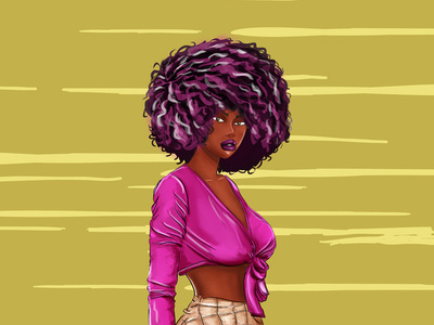 Portrait Afro colour woman illustration people conceptart character girl boss body hair model s top model fashion girl art portrait model woman afro illustration