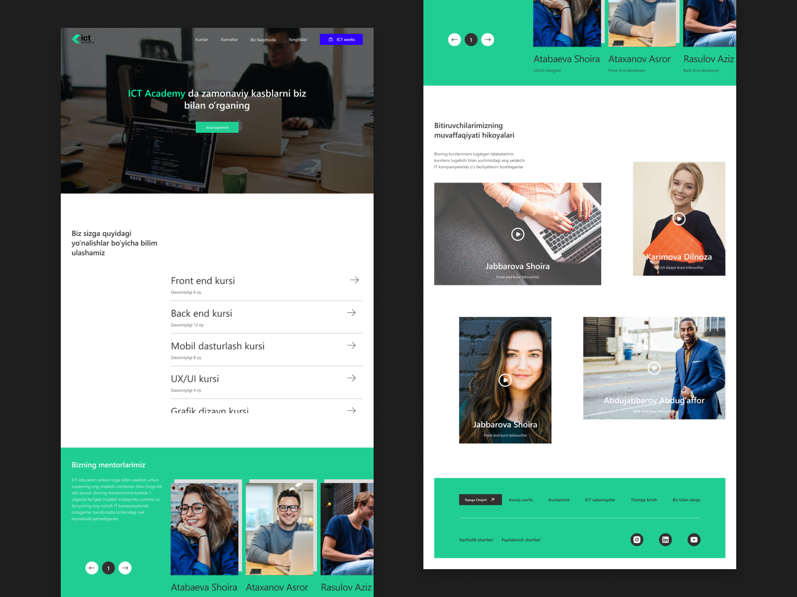 Web design for ICT Academy by Umidbek Sharifov on Dribbble