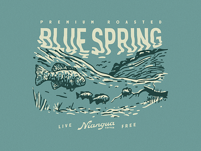 Blue Spring Tee 2 color brand coffee fish fishing fishing tee illustration tee design tee shirt