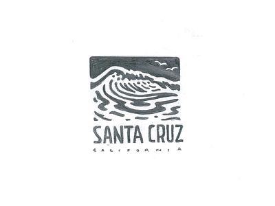 Santa Cruz Wave illustration logo patch pencil wave wip