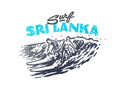 Surf Sri Lanka block lanka linocut linoleum print shirt sri surf tee