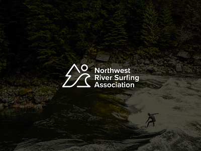 Northwest River Surfing Association branding logo northwest river sun surfing tree wave