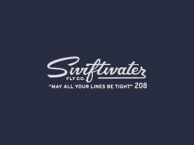 Swiftwater Fly Co. branding custom fishing fly lettering lines logo script tight