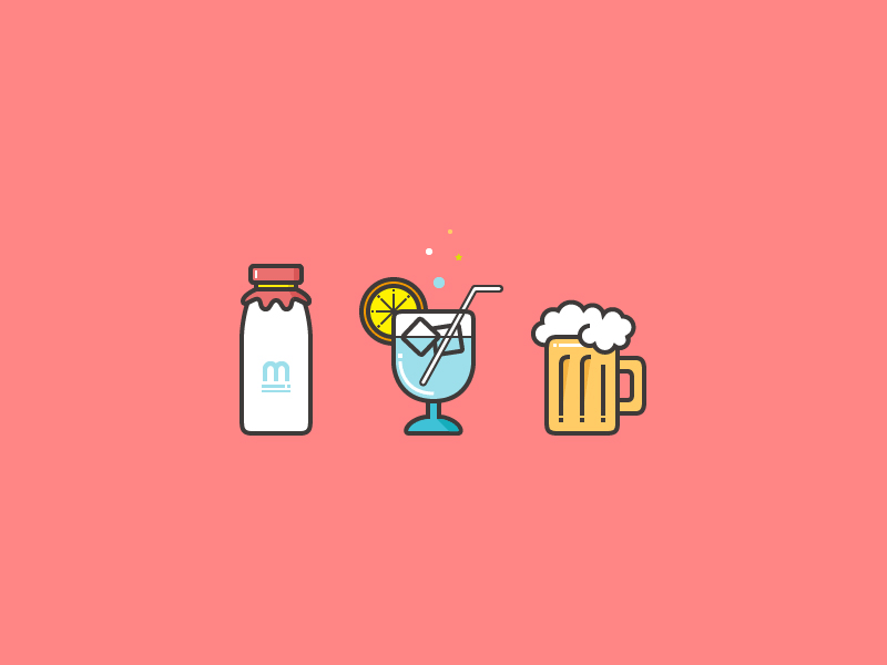 Drinks beer beverage echo wu icons illustration milk ui