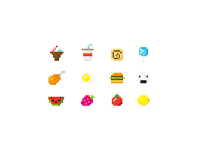 Pixel Experiment beverage candy eat echo wu food fruit icons