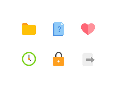 Simple icons clock exit folder heart icons illustration lock paper