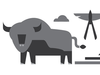 Buffalo/Scissortail animal buffalo geometric illustration minimal ok oklahoma scissortail