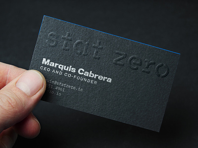 Business Card for Stat Zero blind emboxx branding business card business card design businesscard card design