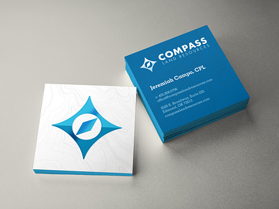 Compass Logo and Business Cards blue branding branding design business card business card design card compass identity logo oklahoma spot uv square