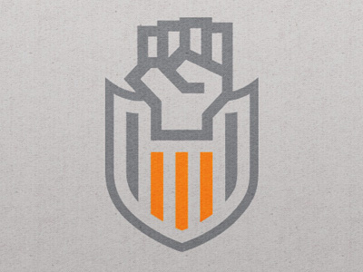Rocketpunch 2 badge fist football grey line logo orange rocketpunch soccer