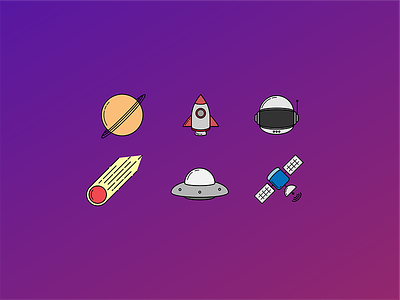 Out of This World icons illustrations space vector art