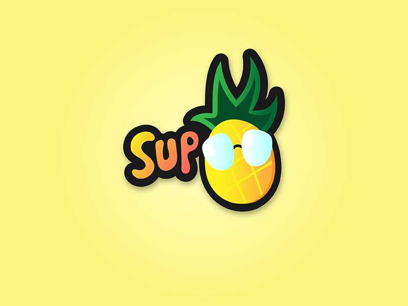 Pineapple Party pineapple fruit sticker doodle illustration illustrator