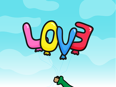 Happy (belated) Valentine's Day balloons hearts illustration love valentines day
