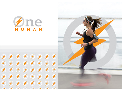 One Human branding electric fitness logo graphic design gym illustration logo photo editing strength vector