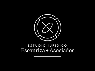 E.J.E. - Estudio Jurídico Escauriza + Asociados axis balance identity law lawyer logotype
