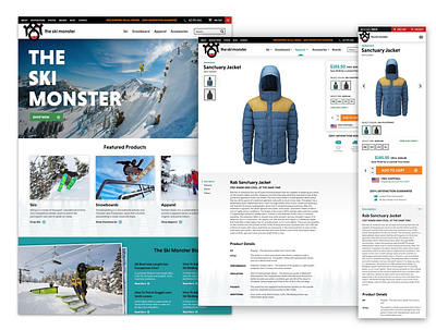 The Ski Monster brand ecommerce ui web design