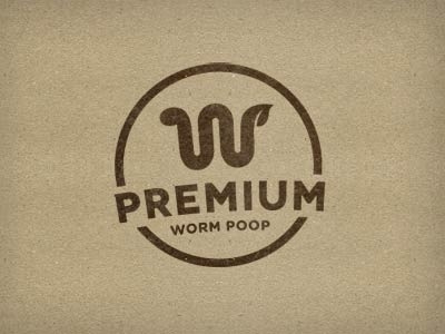 Premium Worm Poop Logo Final brand compost leaf logo one color organic stamp worm