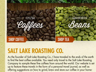 Salt Lake Roasters Redesign cafe callouts coffee ecommerce futura webdesign