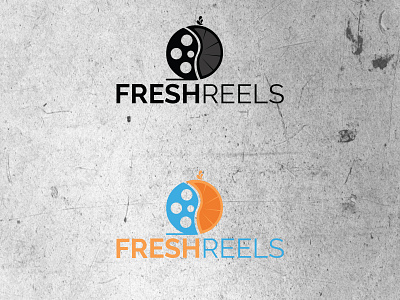 Fresh Reels Logo arkstudio88 blue branding creative design film fresh graphic design illustration logo movie orange professional reels studio ui ux vector