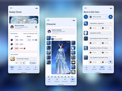 FFXIV Ready Check App Concept android app concept design ffxiv final fantasy game graphic design light and dark material 3 mmorpg mobile organize planning tracking ui videogame